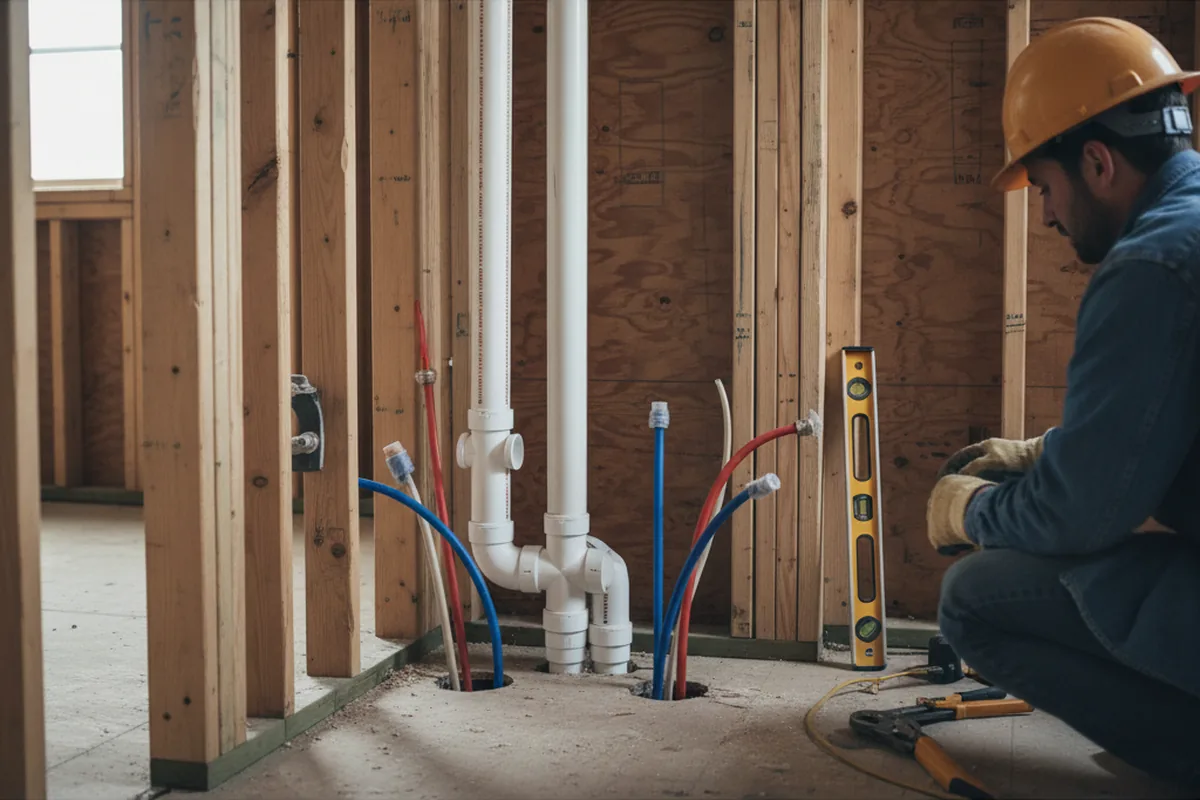 Drain and supply rough-in during Drain Cleaning in Ely