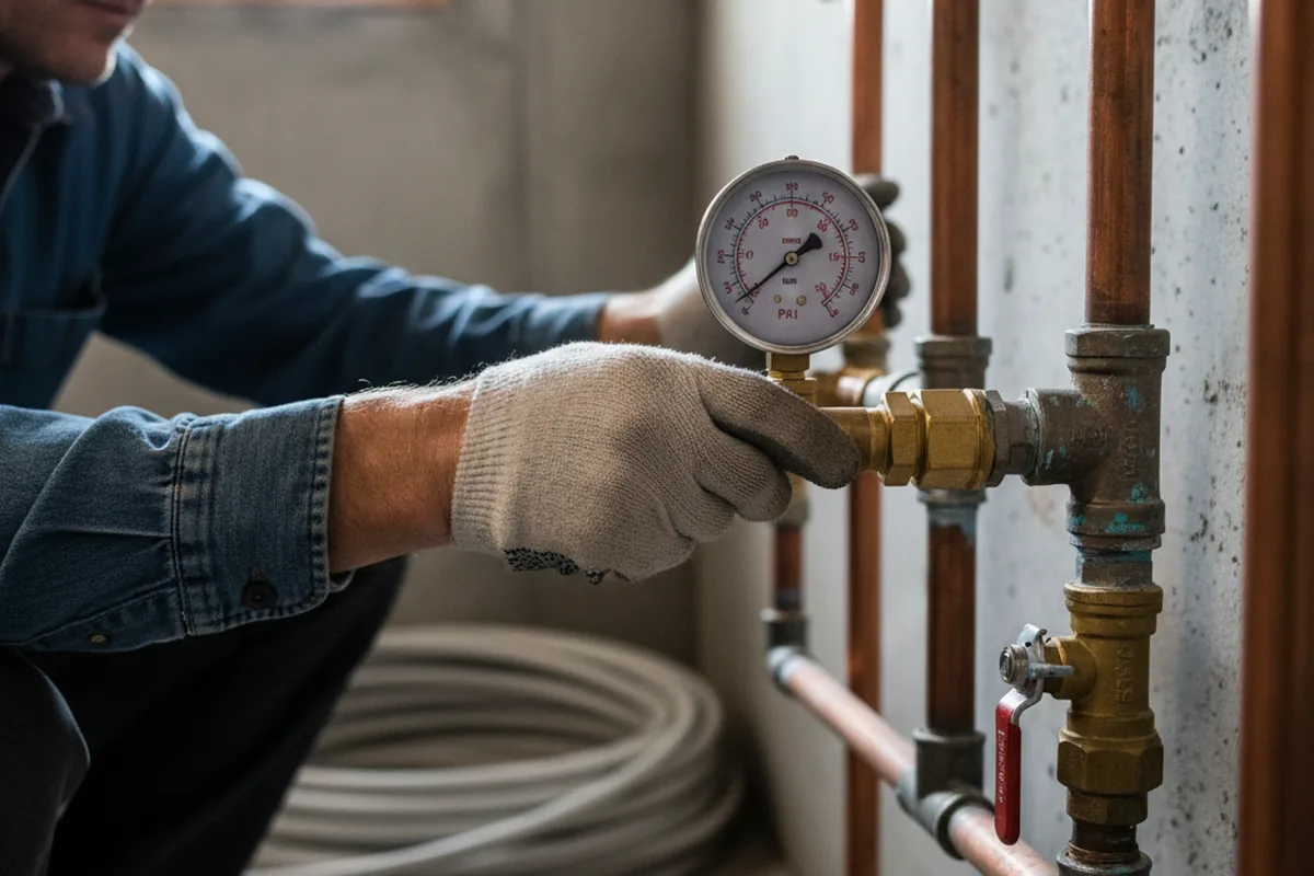 Pressure testing a repaired line during Water Line Repair in Ely